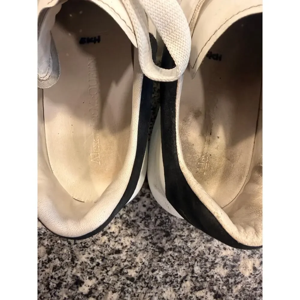 Alexander McQueen White/Black Leather Oversized Sneakers